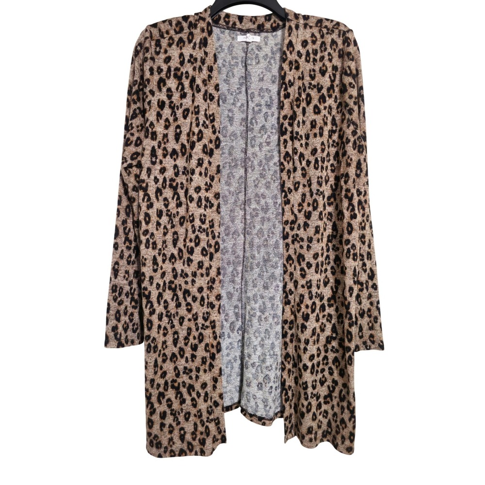 Maurices Leopard Print Lightweight Cardigan Long Sleeve Open Front Size Small